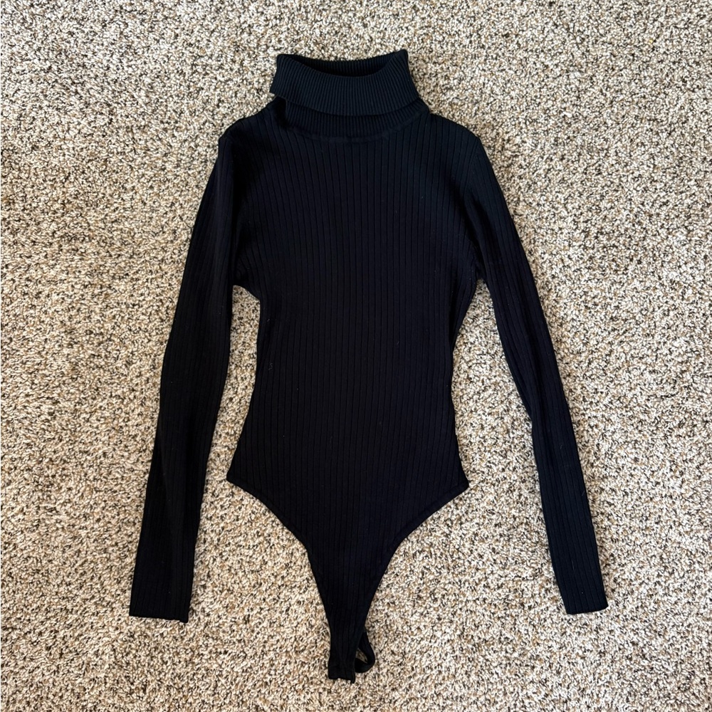 Windsor Black Ribbed Knit Turtleneck